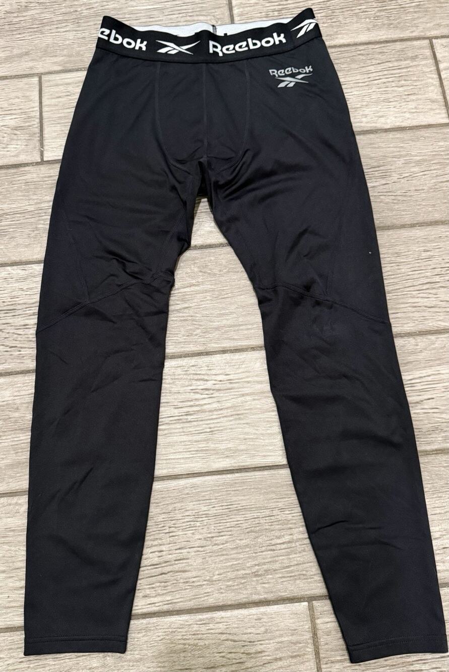 Reebok Black Compression Pants Mens Size Medium Reflective